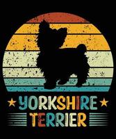 grappige yorkshire terrier vintage retro zonsondergang silhouet geschenken hondenliefhebber hondenbezitter essentieel t-shirt vector