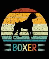 grappige boxer vintage retro zonsondergang silhouet geschenken hondenliefhebber hondenbezitter essentieel t-shirt vector