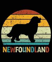 grappig Newfoundland vintage retro zonsondergang silhouet geschenken hondenliefhebber hondenbezitter essentieel t-shirt vector