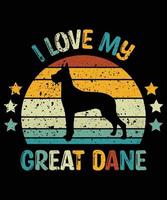 grappig great dane vintage retro zonsondergang silhouet geschenken hondenliefhebber hondenbezitter essentieel t-shirt vector