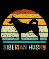 grappige Siberische husky vintage retro zonsondergang silhouet geschenken hondenliefhebber hondenbezitter essentieel t-shirt vector