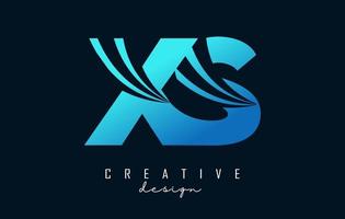 creatief blauwe letters xs xs-logo met leidende lijnen en wegconceptontwerp. letters met geometrisch ontwerp. vector