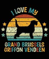 grappige grand basset griffon vendeen vintage retro zonsondergang silhouet geschenken hondenliefhebber hondenbezitter essentieel t-shirt vector