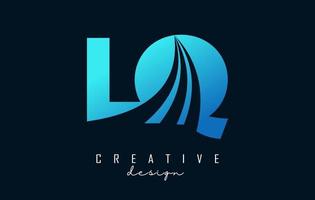 creatief blauwe letters lq lq-logo met leidende lijnen en wegconceptontwerp. letters met geometrisch ontwerp. vector