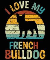 grappige franse bulldog vintage retro zonsondergang silhouet geschenken hondenliefhebber hondenbezitter essentieel t-shirt vector