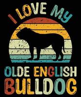 grappige olde engels bulldog vintage retro zonsondergang silhouet geschenken hondenliefhebber hondenbezitter essentieel t-shirt vector