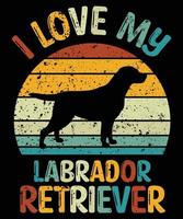 grappige labrador retriever vintage retro zonsondergang silhouet geschenken hondenliefhebber hondenbezitter essentieel t-shirt vector