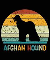grappige afghaanse windhond vintage retro zonsondergang silhouet geschenken hondenliefhebber hondenbezitter essentieel t-shirt vector