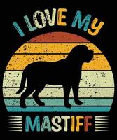 grappige mastiff vintage retro zonsondergang silhouet geschenken hondenliefhebber hondenbezitter essentieel t-shirt vector