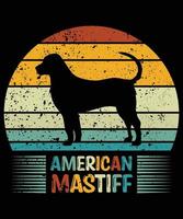 grappige Amerikaanse mastiff vintage retro zonsondergang silhouet geschenken hondenliefhebber hondenbezitter essentieel t-shirt vector