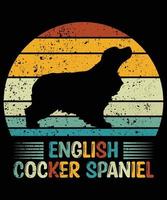 grappige engelse cocker spaniel vintage retro zonsondergang silhouet geschenken hondenliefhebber hondenbezitter essentieel t-shirt vector