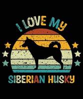 grappige Siberische husky vintage retro zonsondergang silhouet geschenken hondenliefhebber hondenbezitter essentieel t-shirt vector