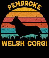 grappige pembroke welsh corgi vintage retro zonsondergang silhouet geschenken hondenliefhebber hondenbezitter essentieel t-shirt vector