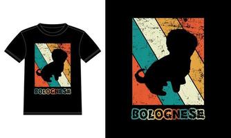 grappige bolognese vintage retro zonsondergang silhouet geschenken hondenliefhebber hondenbezitter essentieel t-shirt vector