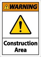 waarschuwing bouw gebied symbool teken op witte achtergrond vector