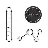 chemisch laboratorium glaswerk. platte vectorillustratie. kolf, moleculair, wetenschap, scheikundeles, laboratoriumtest. vector