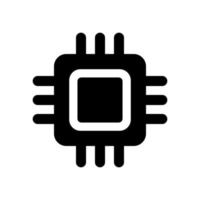 computerchip zwarte vector pictogram geïsoleerd op een witte achtergrond