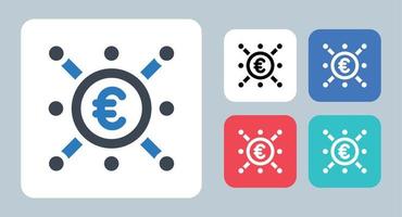 euro begroting icon - vectorillustratie. euro, begroting, inkomen, investering, geld, winst, omzet, financiën, lijn, omtrek, plat, pictogrammen. vector