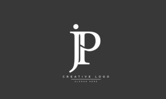 alfabet letters initialen monogram logo jp, pj, j en p vector