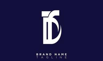 alfabet letters initialen monogram logo td, dt, t en d vector