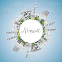 muscat skyline met grijze gebouwen en blauwe lucht. vector