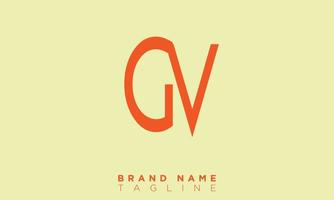 alfabet letters initialen monogram logo gv, vg, g en v vector