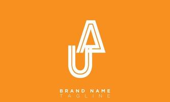 alfabet letters initialen monogram logo ua, au, u en a vector