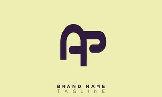 alfabet letters initialen monogram logo ap, pa, a en p vector