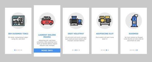 luchtcompressor gereedschap onboarding pictogrammen instellen vector