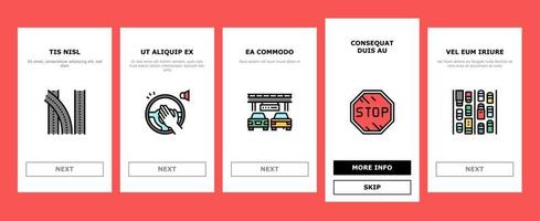 verkeersopstopping transport onboarding pictogrammen instellen vector