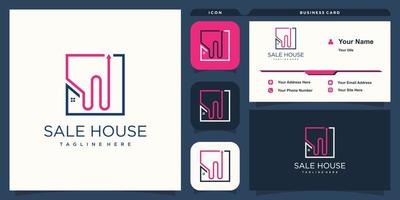 huis logo met pijl concept premium vector