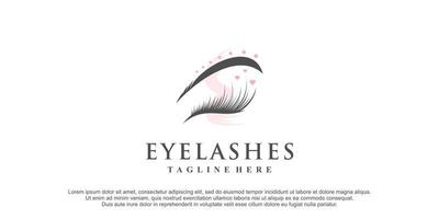 wimpers logo ontwerp voor schoonheid make-up met creatieve element premium vector