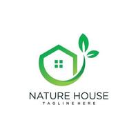 groen huis logo ontwerpconcept met eenvoudige en unieke stijl premium vector