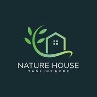 groen huis logo ontwerpconcept met eenvoudige en unieke stijl premium vector
