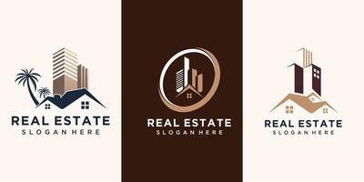 onroerend goed logo met creatief ontwerp premium vector