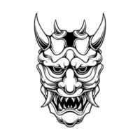 samurai masker zwart-wit vector design art