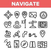 navigatie lineaire vector dunne pictogrammen instellen symbool