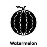 watermeloen glyph pictogram, vector illustratie.
