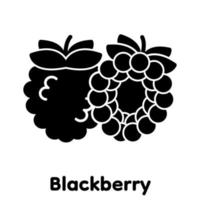 blackberry glyph pictogram, vector illustratie.