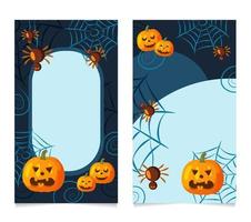 set halloween vector achtergronden voor sociale media, verhalen, banner met halloween elementen met ruimte voor tekst.