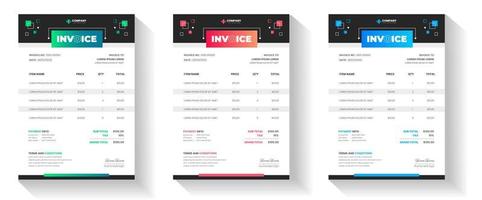 zakelijke moderne minimale zakelijke factuur formuliersjabloon. factureringsoffertes, geldrekening, belastingformulier, betalingsbewijs, prijsfacturen en ontwerpsjabloonset voor betalingsovereenkomsten. vector