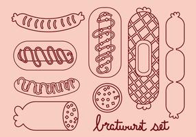 Bratwurst en Sausage Line Icon Set vector