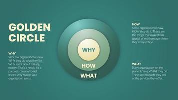 de gouden cirkel en hersenillustratie van simon sinek zijn 3 elementen die beginnen met een waarom-vraag. diagramvectorpresentatie informeert de oorsprong van menselijke prestaties of gedrag van het doeldoel van de gebruiker vector