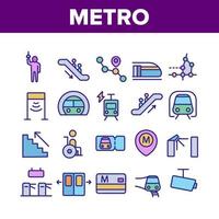 metro ondergrondse collectie iconen set vector