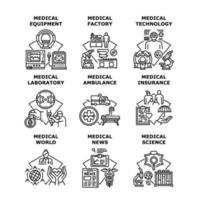 medische technologie set iconen vector illustraties