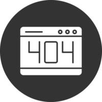 404-fout glyph omgekeerd pictogram vector