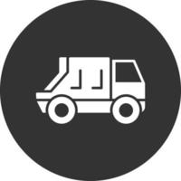 recycling vrachtwagen glyph omgekeerd pictogram vector