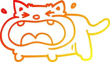 warme gradiënt lijntekening cartoon huilende kat vector