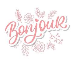 bonjour parijs zin vector belettering kalligrafie borstel schoolbord