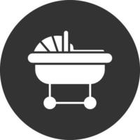 kinderwagen glyph omgekeerd pictogram vector